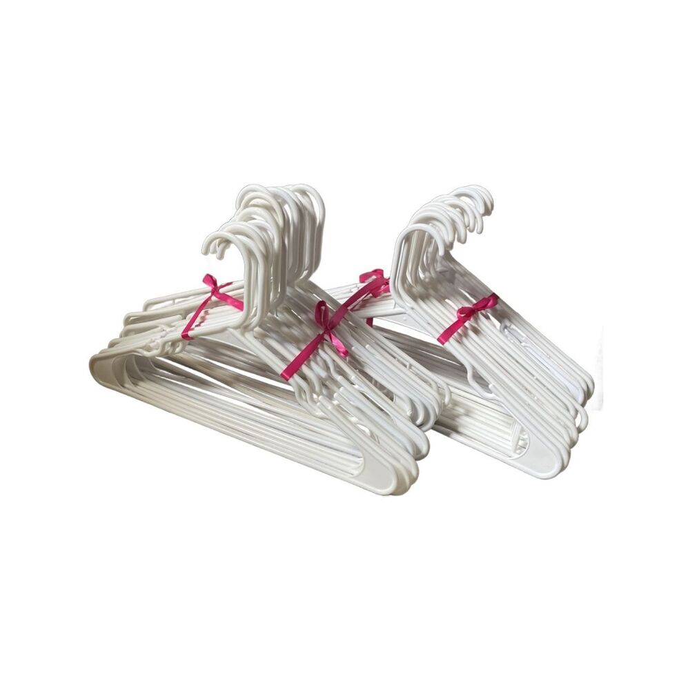 Bundles of 50 Preloved White Plastic Clothes Hangers